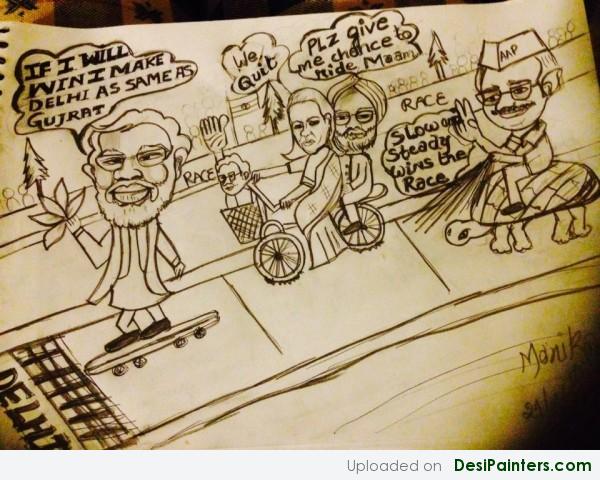 Sketch On Political Leaders By Monika - DesiPainters.com