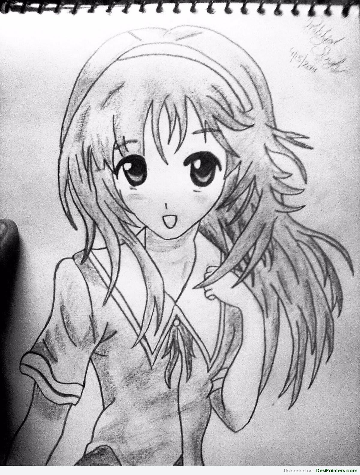 Sketch Of Beautiful Anime Girl 