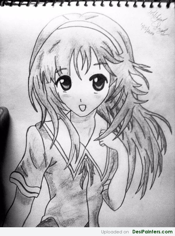 Sketch Of Beautiful Anime Girl - DesiPainters.com