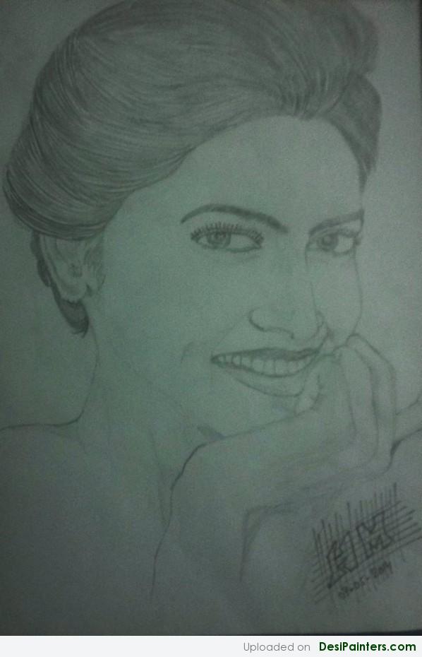 Pencil Sketch Of Deepika Padukone - DesiPainters.com