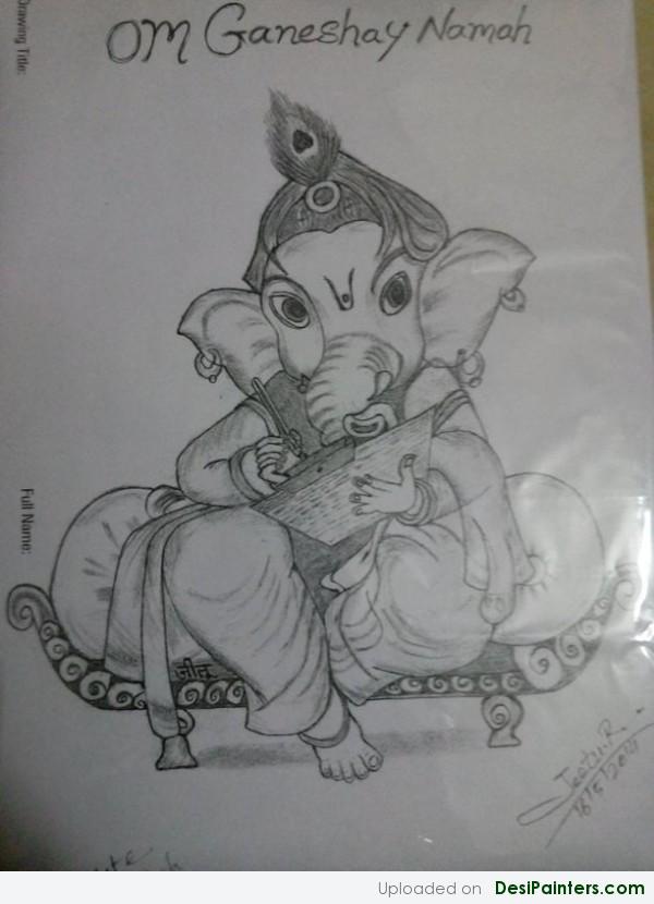 Pencil Sketch Of Ganesh ji - DesiPainters.com
