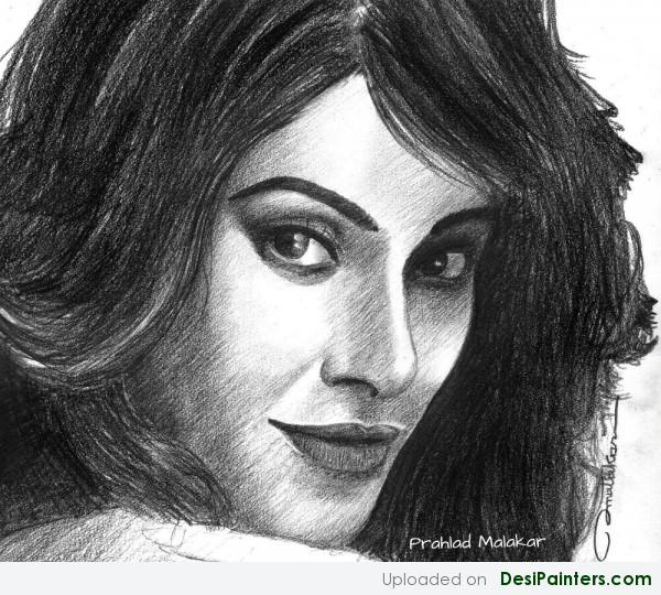 Charcoal Sketch Of Bipasha Basu - DesiPainters.com