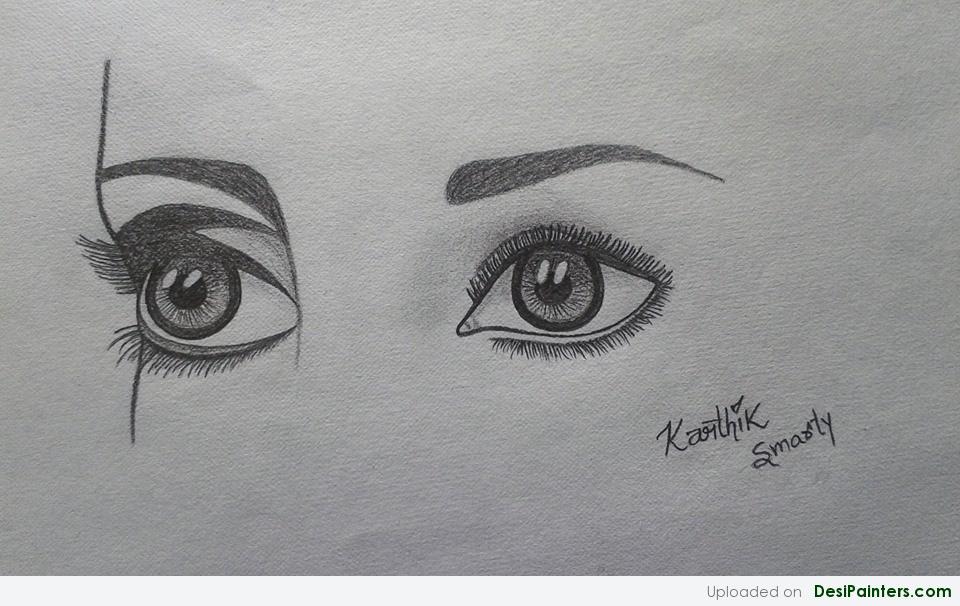 Pencil Sketch Of Realistic Eyes | DesiPainters.com