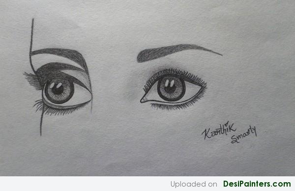 Pencil Sketch Of Realistic Eyes - DesiPainters.com