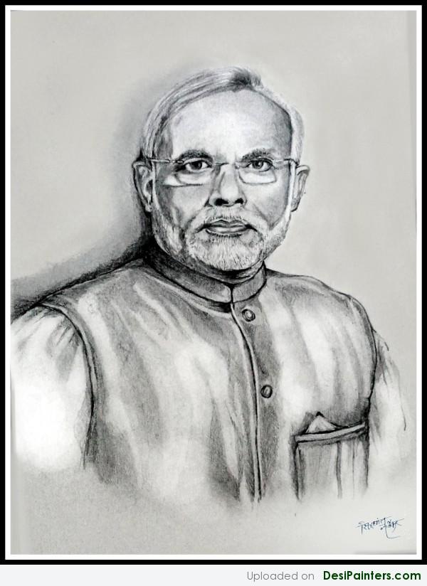 Pencil Sketch Of Shri Narendra Modi - DesiPainters.com