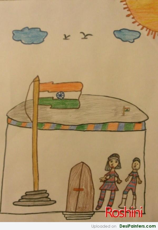 Pencil Colors Painting Of Indian Flag