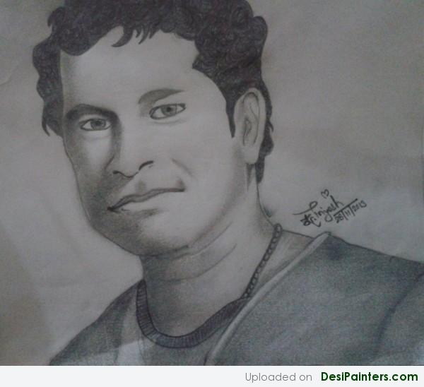 Sketch of Cricket God Sachin Tendulkar by Kumar Priyesh - DesiPainters.com