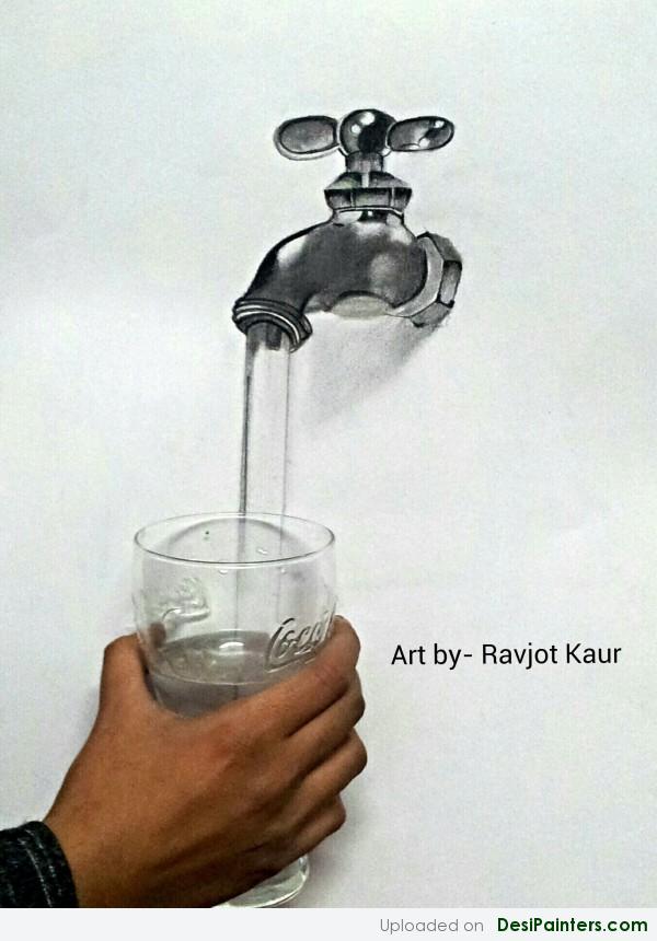 3d Art Of Water Tap By Ravjot Kaur