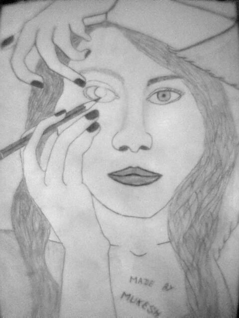 Sketch Of A Creative Girl by Mukesh