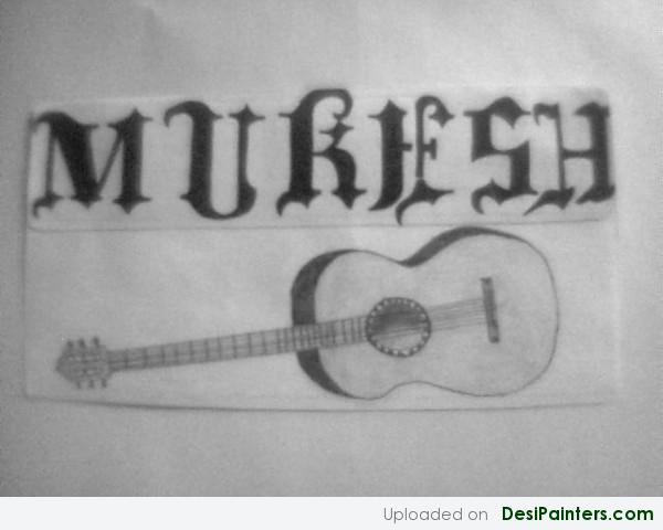 Sketch Of Guitar by Mukesh