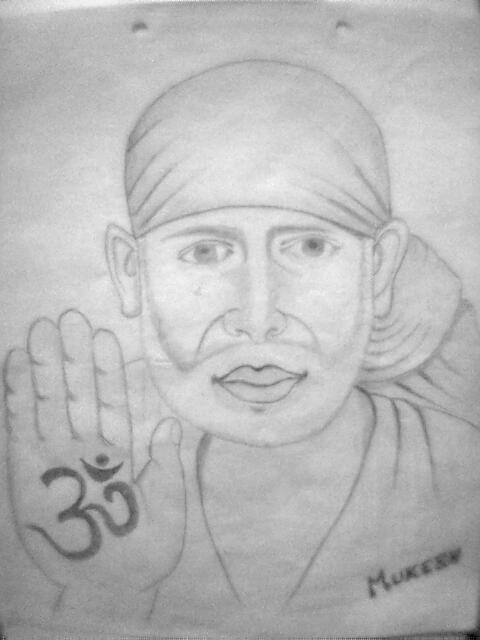 Sketch Of Sai Baba By Mukesh - DesiPainters.com