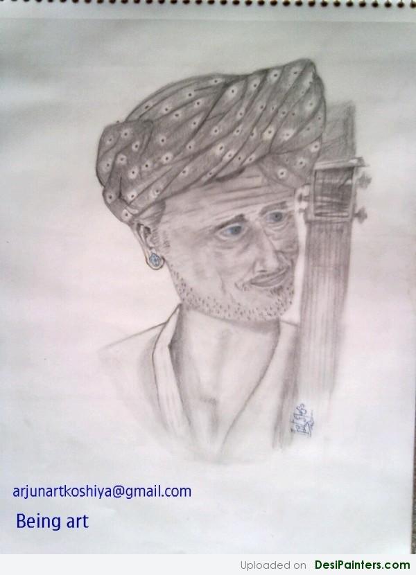 Sketch Of An Indian Old Man - DesiPainters.com