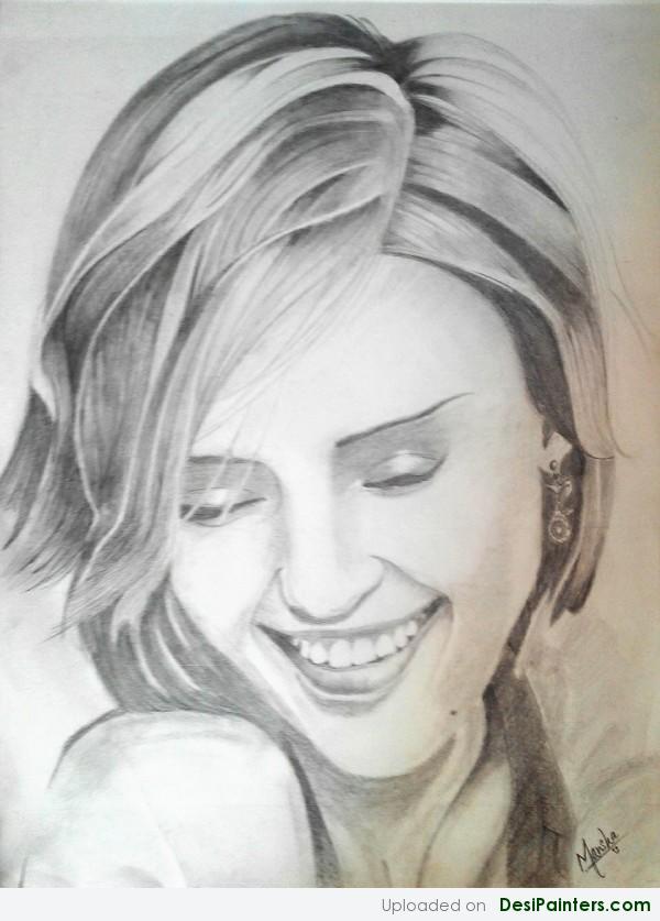 Pencil Sketch Of Jessica Alba - DesiPainters.com