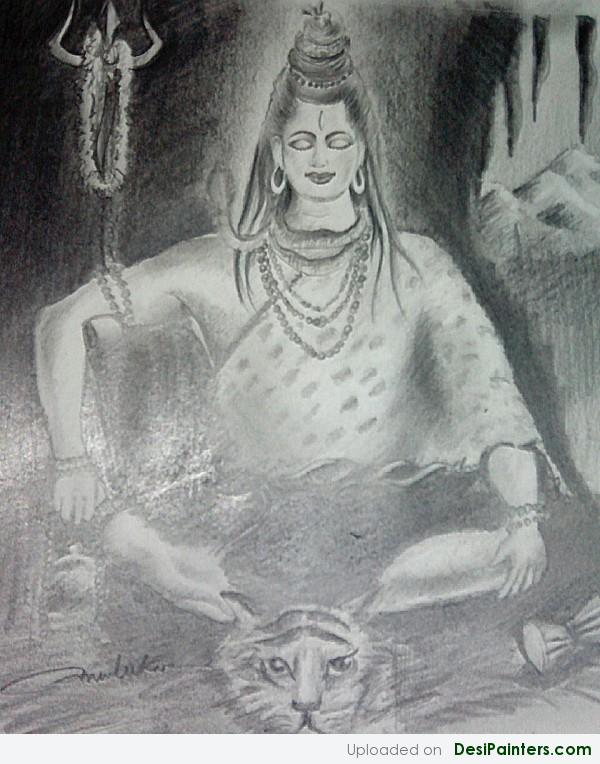 Pencil Sketch Of Lord Shiva - DesiPainters.com