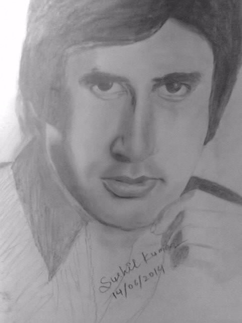 Pencil Sketch Of Amitabh Bachchan - DesiPainters.com