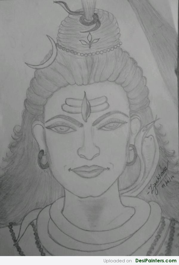 Pencil Sketch Of Lord Shiva - DesiPainters.com