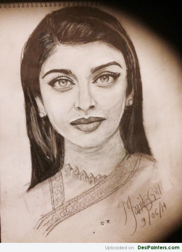 Pencil Sketch Of Aishwarya Rai - DesiPainters.com