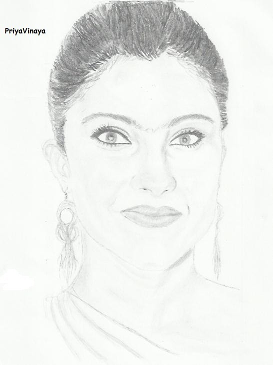 Sketch Of Bollywood Actress Kajol - DesiPainters.com