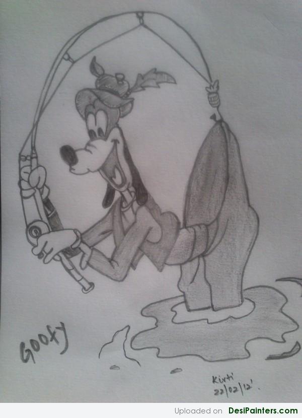 Pencil Sketch Of Goofy - DesiPainters.com