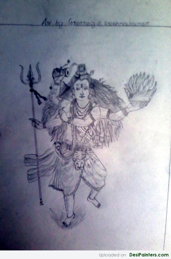 Charcoal Sketch Of Shiv Ji - DesiPainters.com