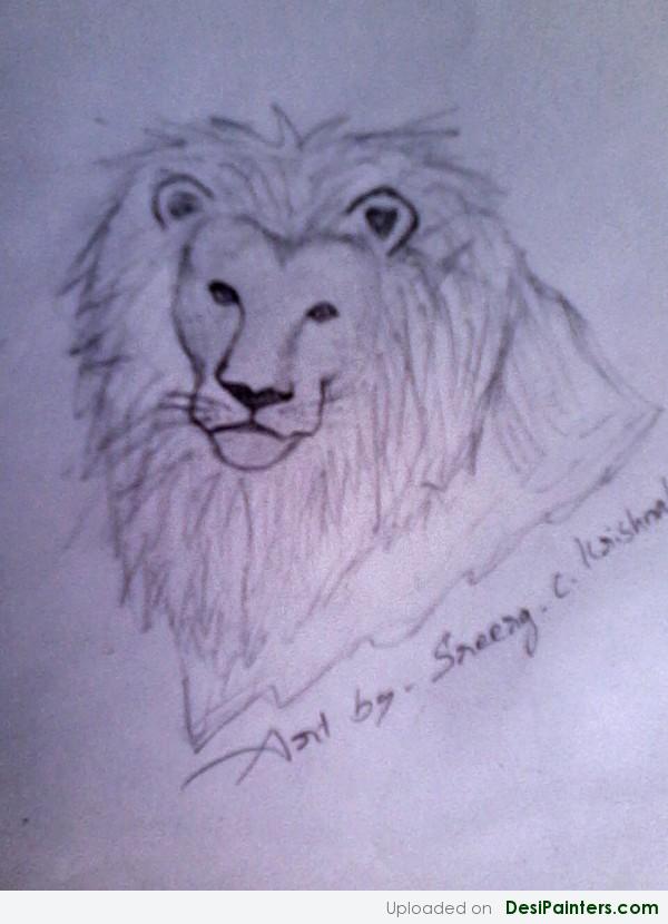 Pencil Sketch Of Lion - DesiPainters.com