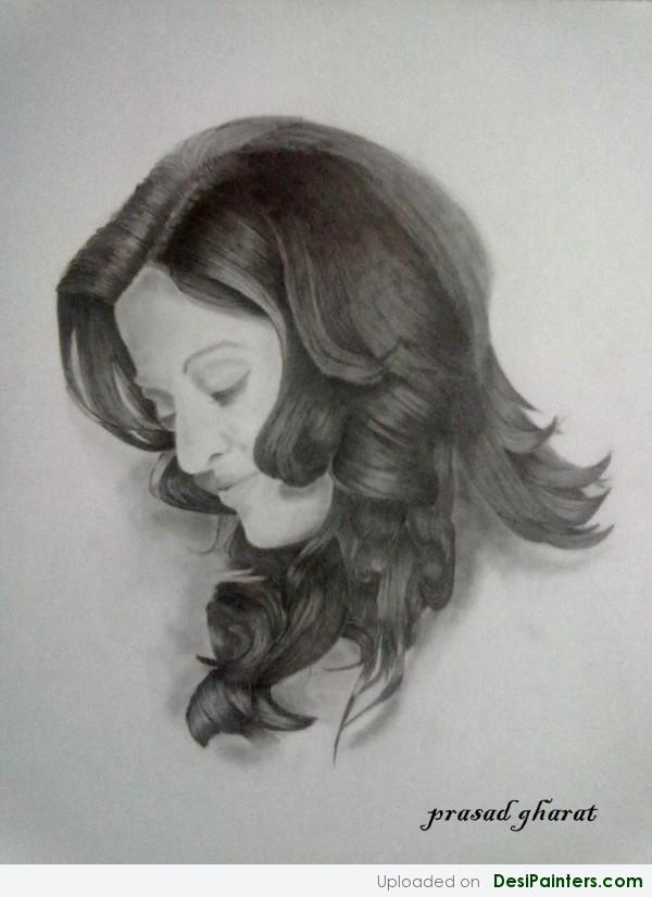 Pencil Sketch Of Aishwarya Rai - DesiPainters.com