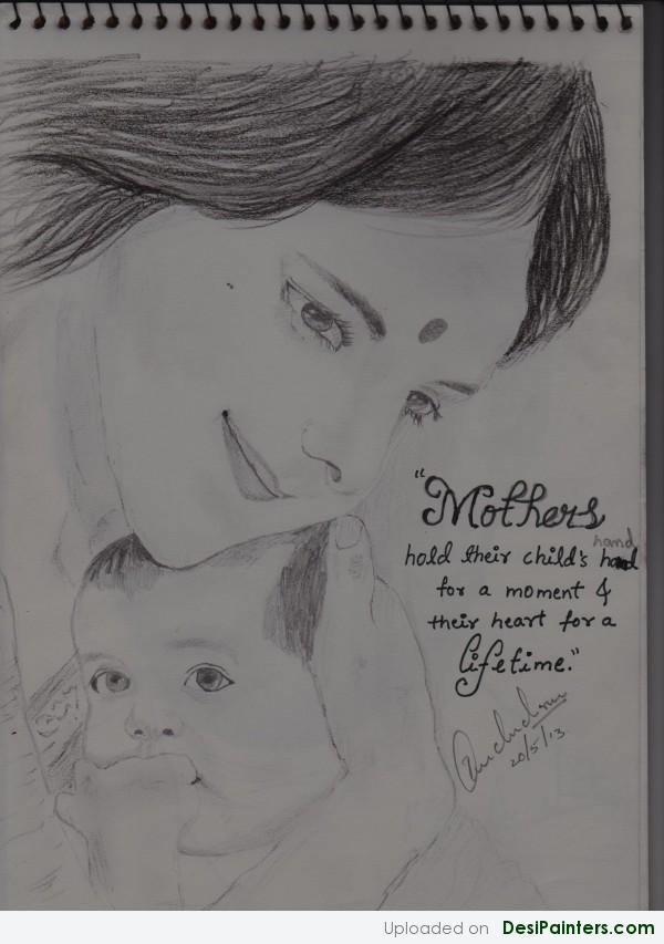 Charcoal Sketch Of Mother's love