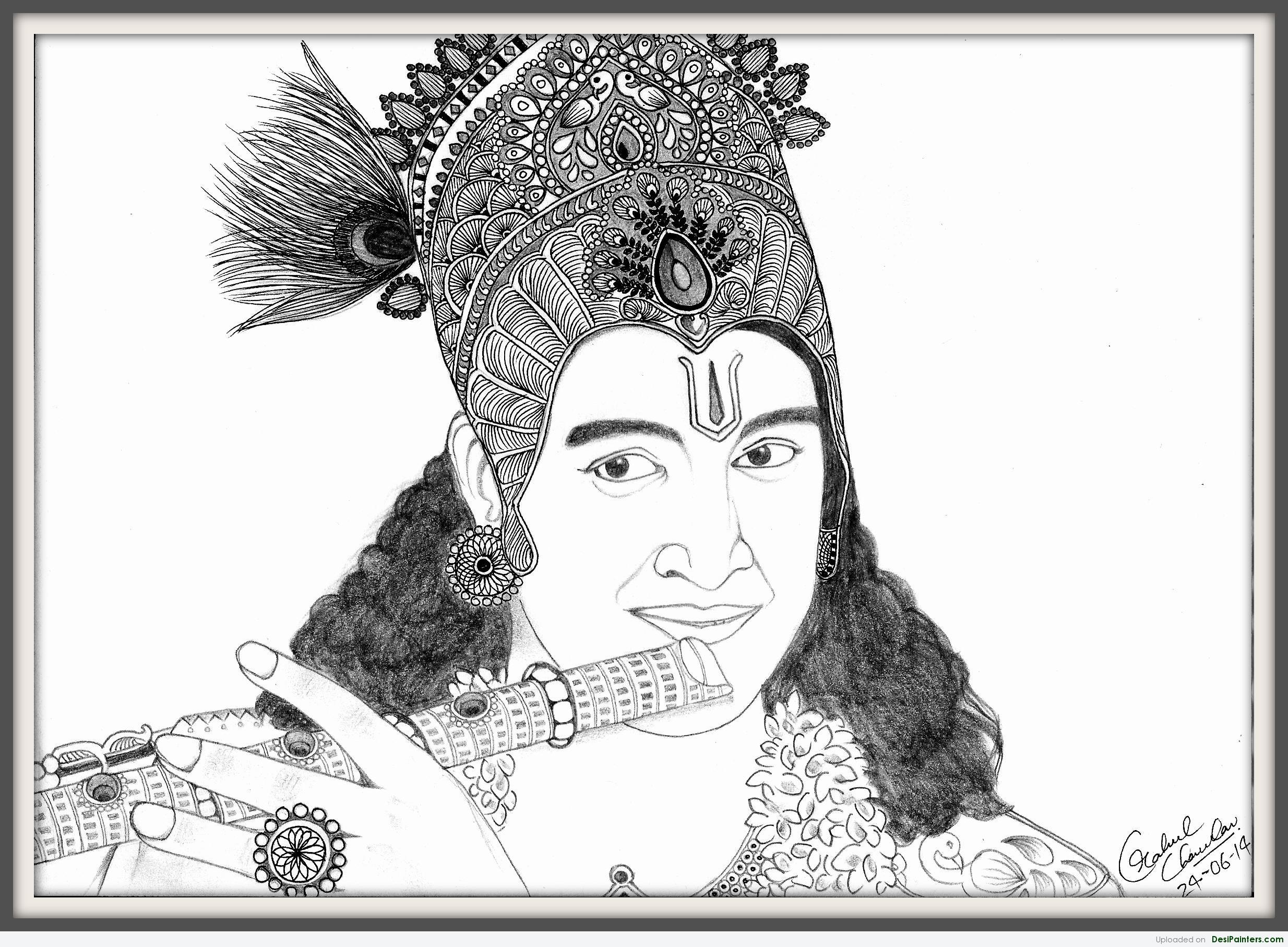 Pencil Sketch Of Lord Krishna