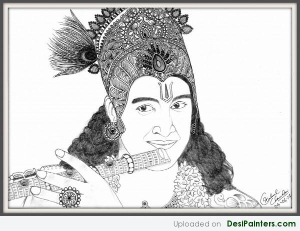 Pencil Sketch Of Lord Krishna - DesiPainters.com