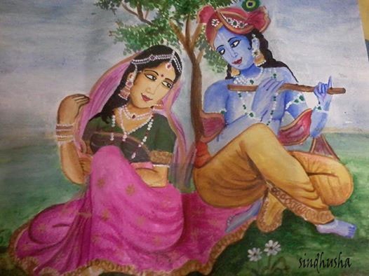 Painting Of Radha and Krishna Ji - DesiPainters.com