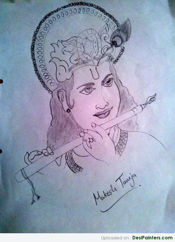 Pencil Sketch Of Shree Krishna - DesiPainters.com