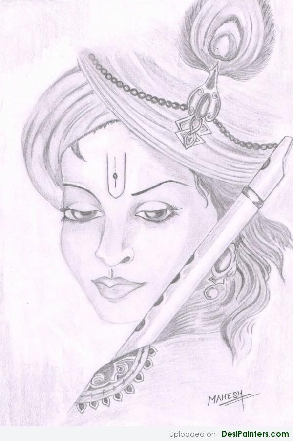 Pencil Sketch Of Shri Krishna