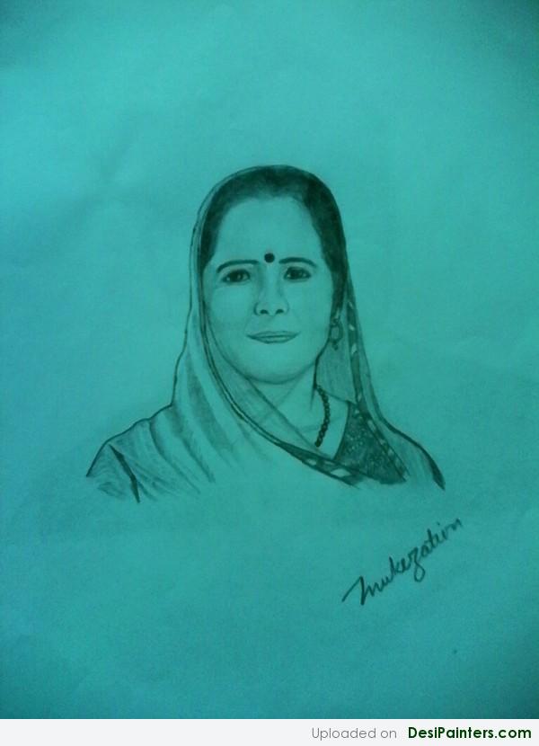 Pencil Sketch Of A Lady - DesiPainters.com