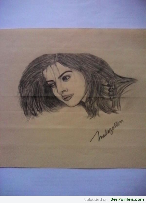Pencil Sketch Of An Innocent girl - DesiPainters.com