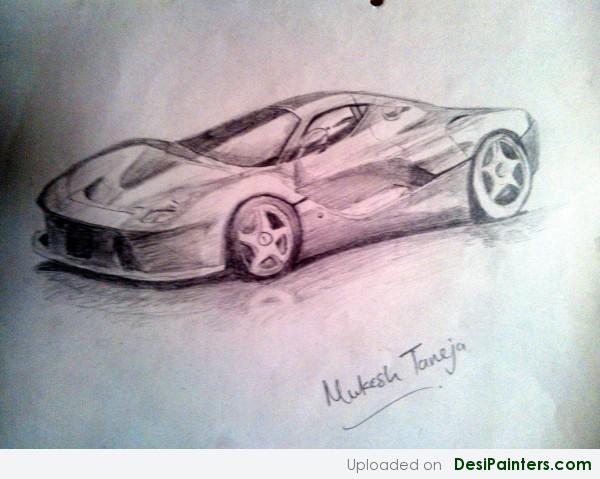 Sketch Of Ferrari Car By Mukesh