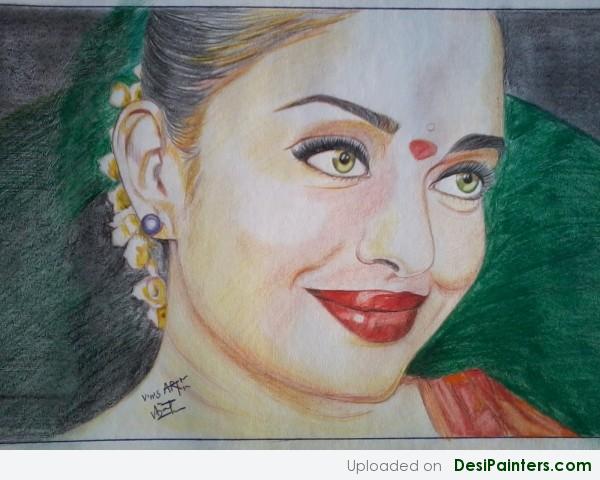 Pencil Colors Painting Of Aishwarya - DesiPainters.com