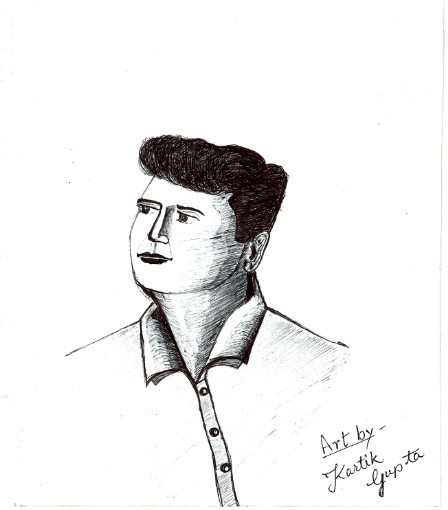 Pen Sketch Of A Man By Kartik Gupta - DesiPainters.com