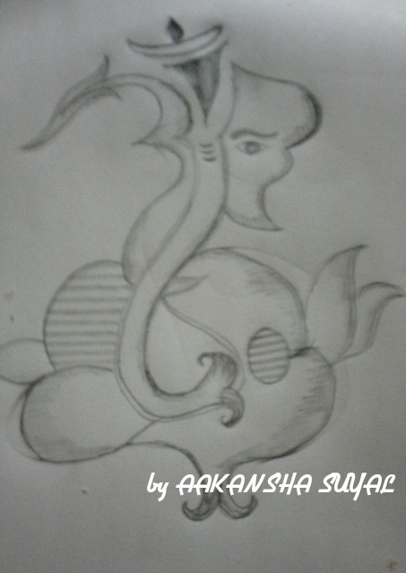 Pencil Sketch Of Ganesh Ji - DesiPainters.com