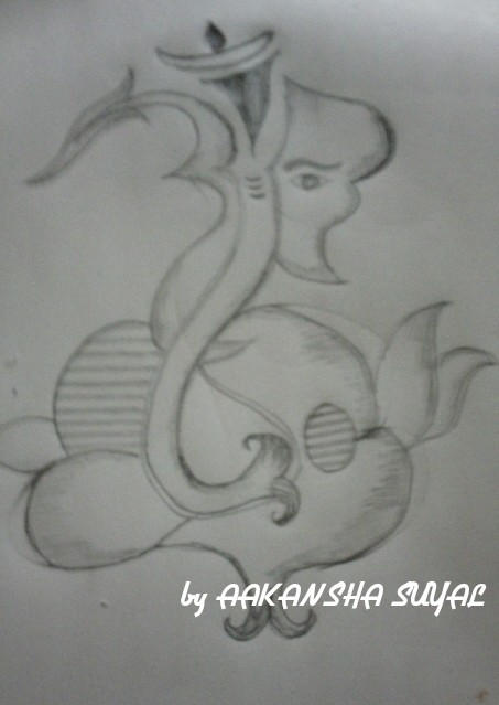 Pencil Sketch Of Ganesh Ji - DesiPainters.com