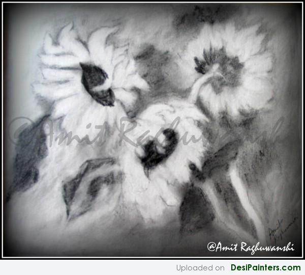 Sketch Of Sun-Flowers - DesiPainters.com