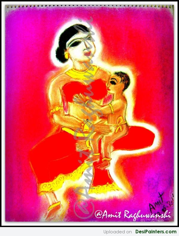 Painting Of Mother and Baby - DesiPainters.com
