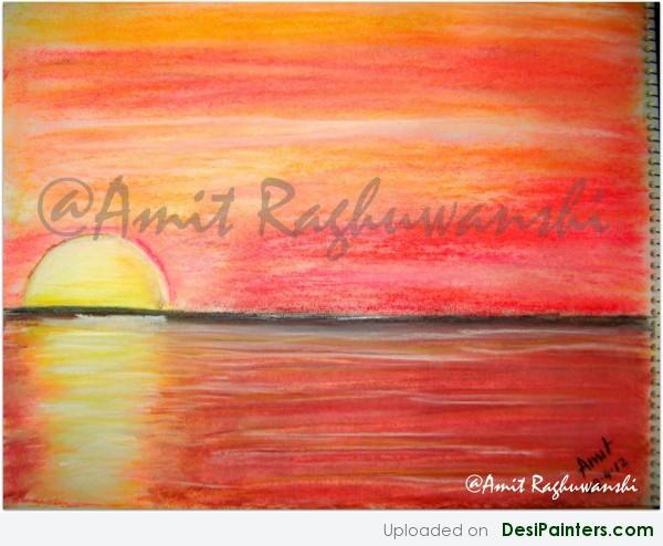 Painting Of Sun Set Scene - DesiPainters.com