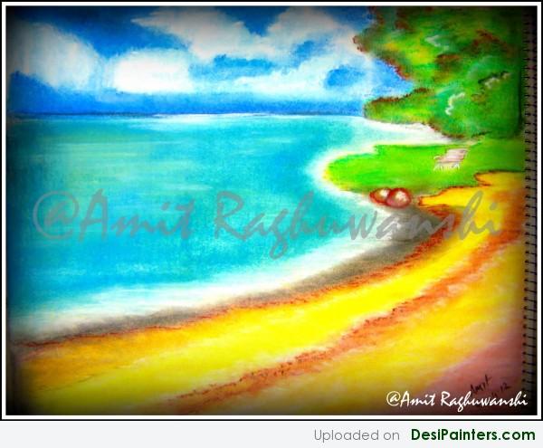 Pastel Painting Of A Beach - DesiPainters.com