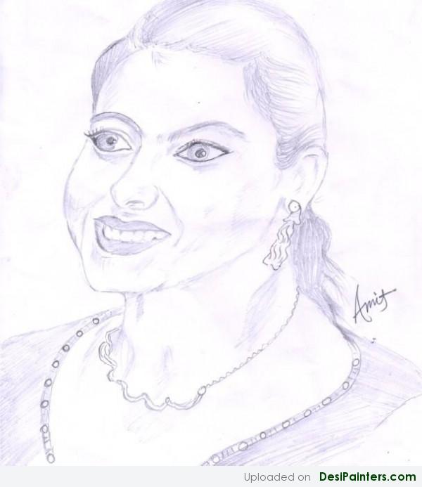 Pencil Sketch Of Actress Kajol - DesiPainters.com