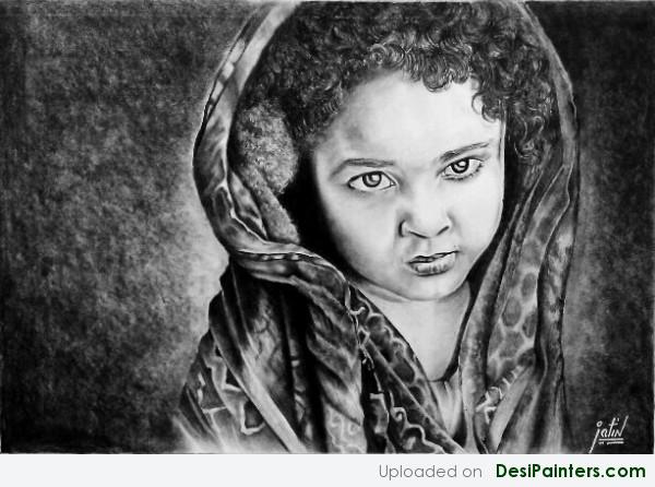 Sketch Of A Scared Child By Jatin