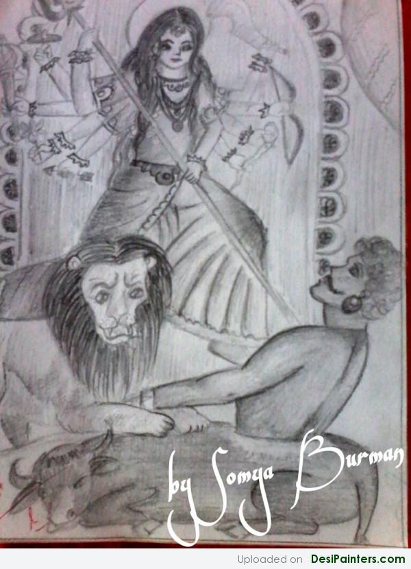Sketch Of Maa Durga By Somya Burman