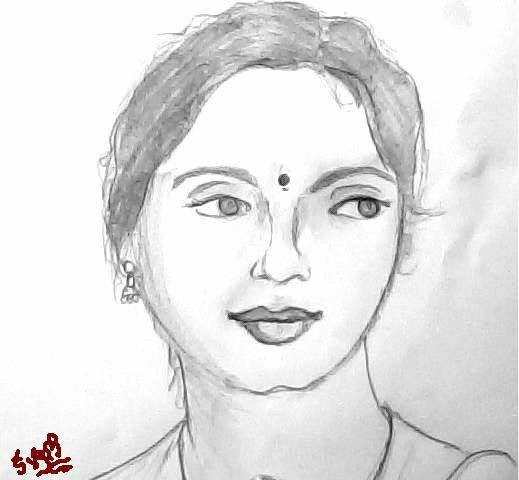 Sketch of an Indian Woman - DesiPainters.com