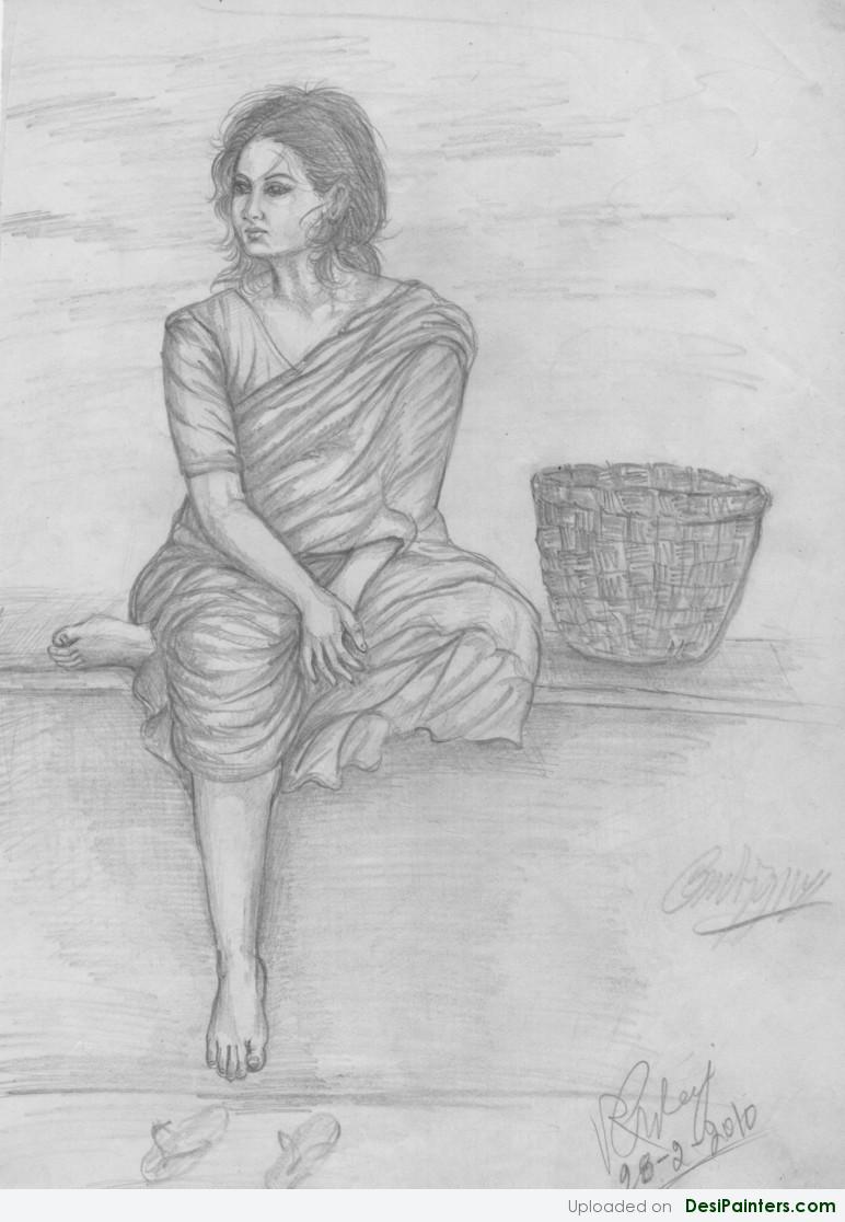 Lady – Pencil Sketch | DesiPainters.com