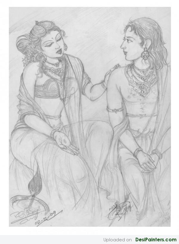 Lovers – Sketch - DesiPainters.com