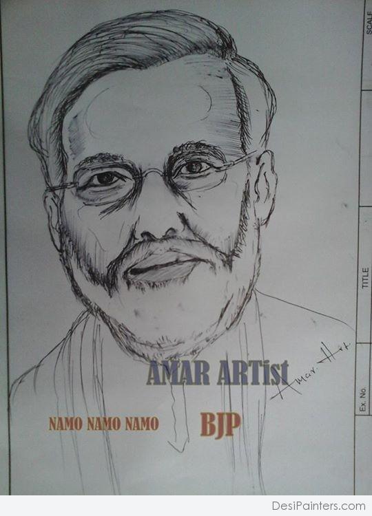 Narendra Modi Pencil Sketch - DesiPainters.com